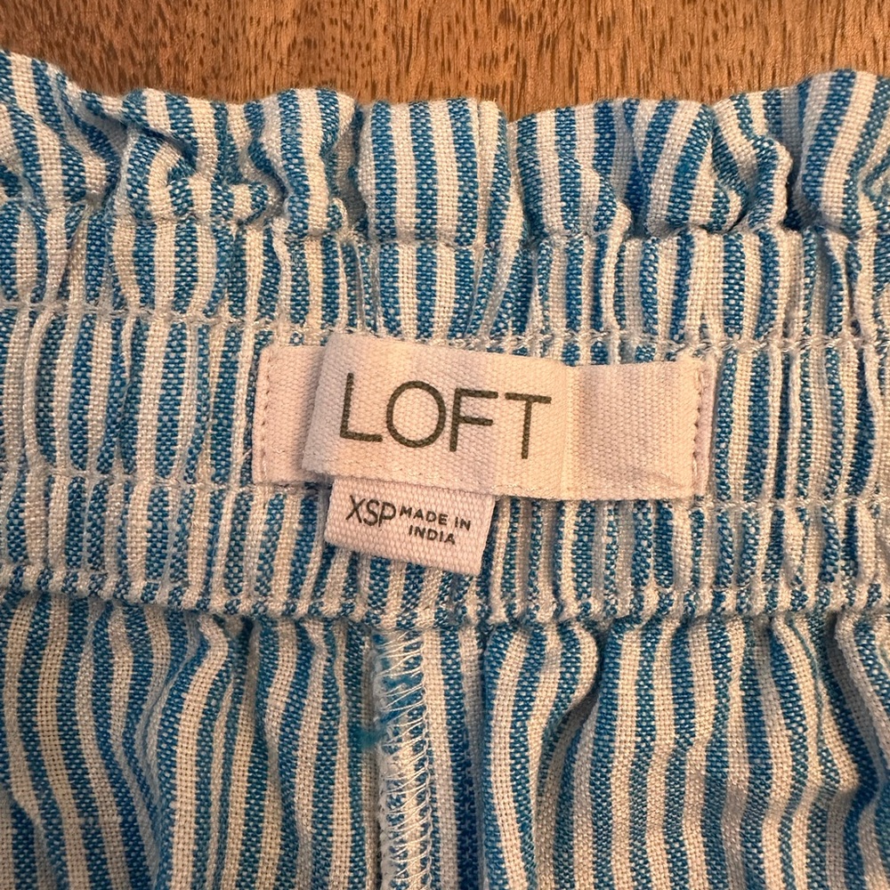 LOFT Linen Blend Blue Striped Two-Piece Set (XS Petite) - Picture 5 of 11